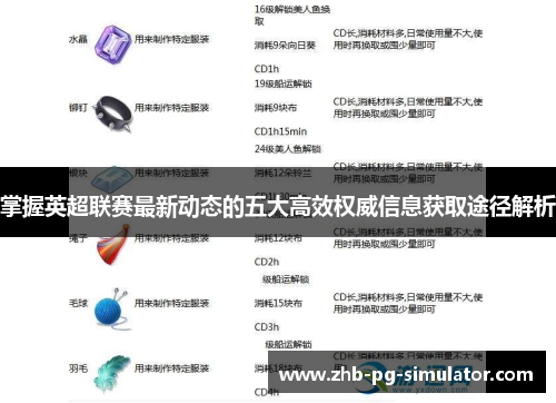 掌握英超联赛最新动态的五大高效权威信息获取途径解析 掌握英超联赛最新动态的五大高效权威信息获取途径解析